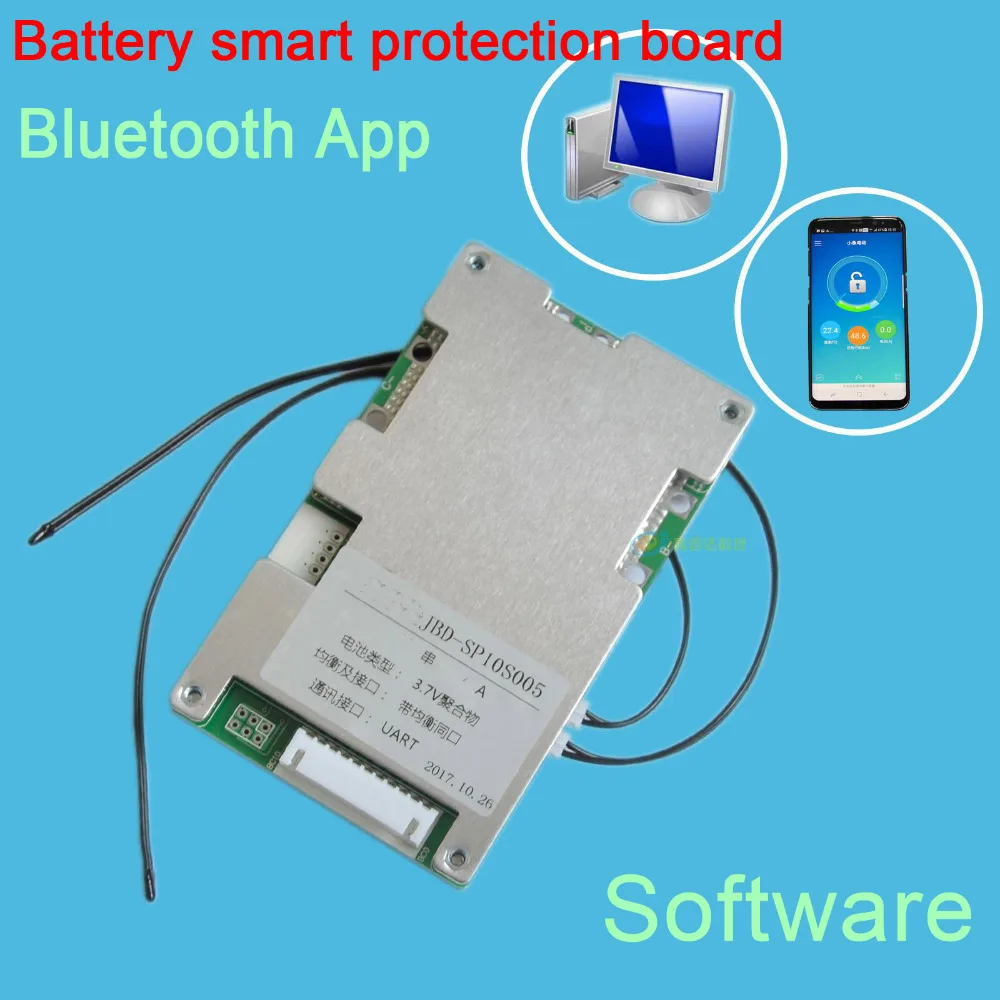 

13S 48V 20A 30A 40A 60A 18650 Lithium battery smart protection board balance bms pcm W android Bluetooth app UART wi software