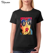 Skipoem забавная футболка поп-арт телефон и кольцо хлопок футболка с круглым вырезом размера плюс короткий рукав Брендовая женская футболка Femme