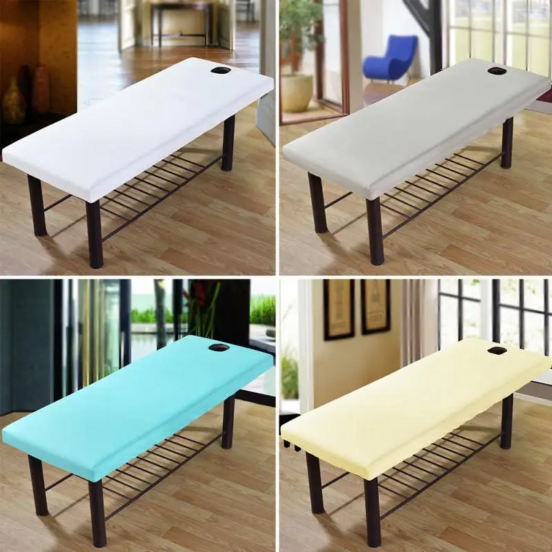 

Professional Cosmetic Salon Sheets SPA Massage Bed Table Cover Sheet Solid Couch Forepart Hole Elastic All-round Wrap#136