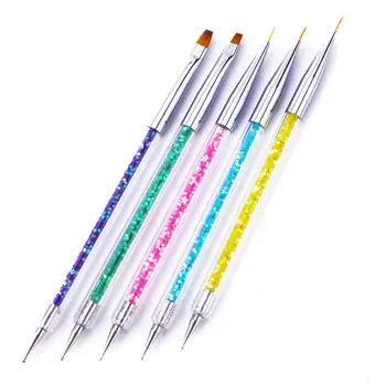 

XY Fancy 5pcs/set Double End Nail Art Acrylic Flower Design Painting Drawing Liner Brushes