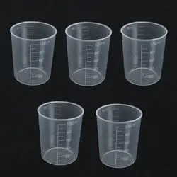 5 шт./компл. 100 мл Пластиковые мерные стаканчики прозрачный лаборатории Тесты измерения кувшин окончил Мензурка жидкости лабораторные