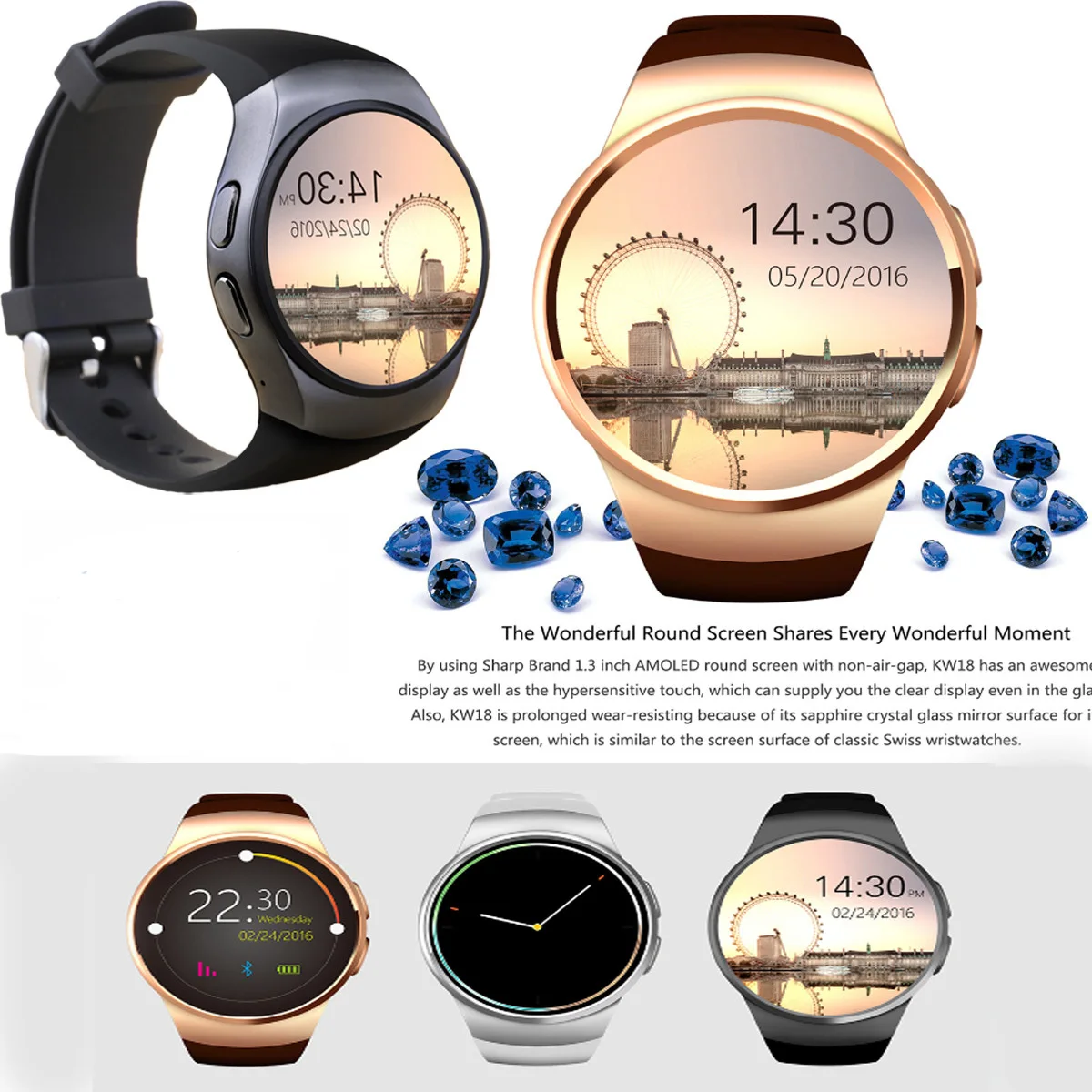

New Waterproof Smart Bluetooth Watch 16GB bracelet sports meter heart Rate Test