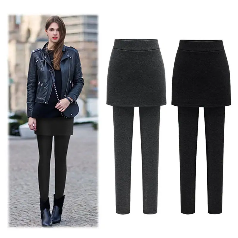 Fake Pleated/A-lined Skirt Female Slim Winter Leggings Thicken Material High Waist Women Winter Outwear Leggings Plus Size 3XL Fake Pleated/A-lined Skirt Female Slim Winter Leggings Thicken Material High Waist Women Winter Outwear Leggings Plus Size 3XL