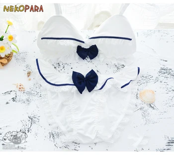 

White Maid Lace Trim Cute Japanese Milk Silk Bra & Panties Set Wirefree Soft Underwear Sleep Intimates Set Kawaii Lolita