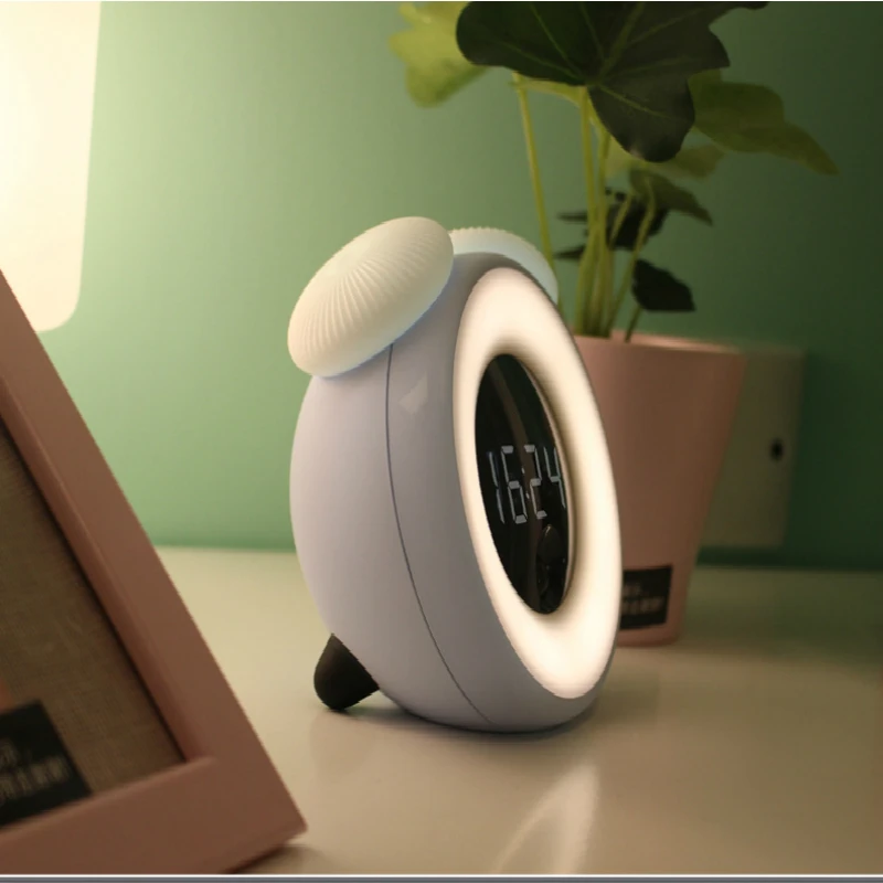 

DE.SOUL Lovely Mushroom Fungus LED Digital Alarm Clock Light Control Smart Sensor Night Light Beside Lamp Desktop Clock