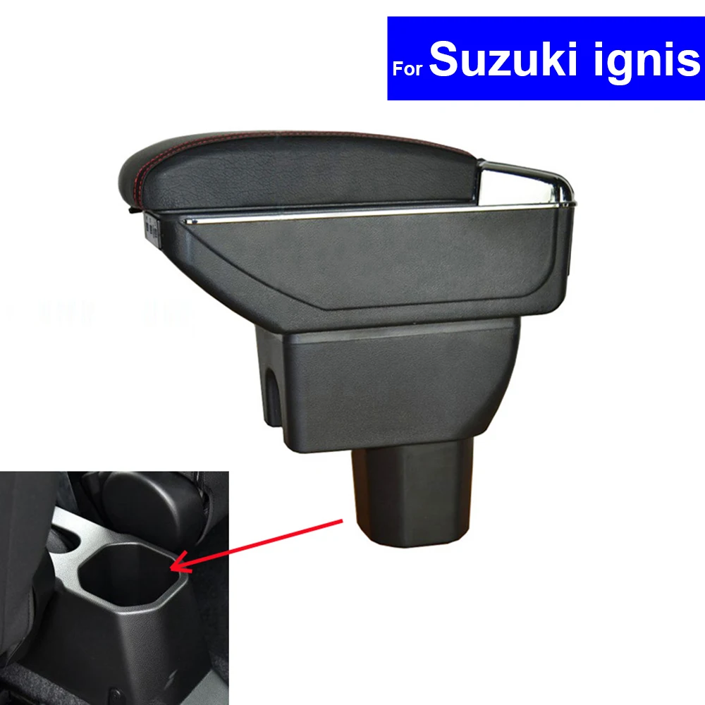 For Suzuki Ignis 2017 Armrests Box with CUP Holders Leather Car Center