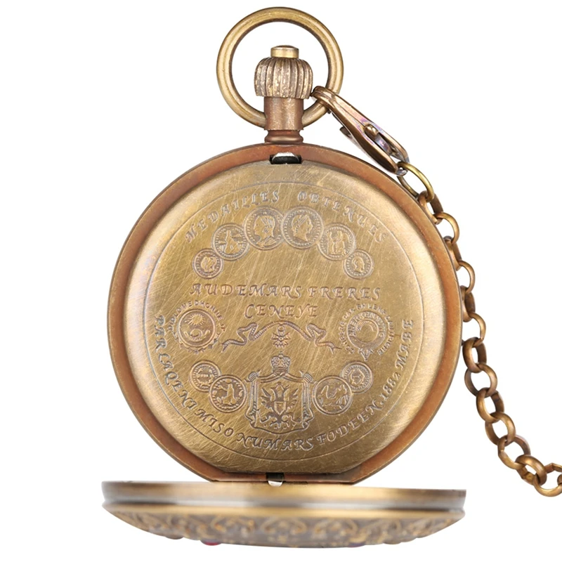 Механические карманные часы Tourbillon Phase Sun из чистой меди с изображением лося оленя