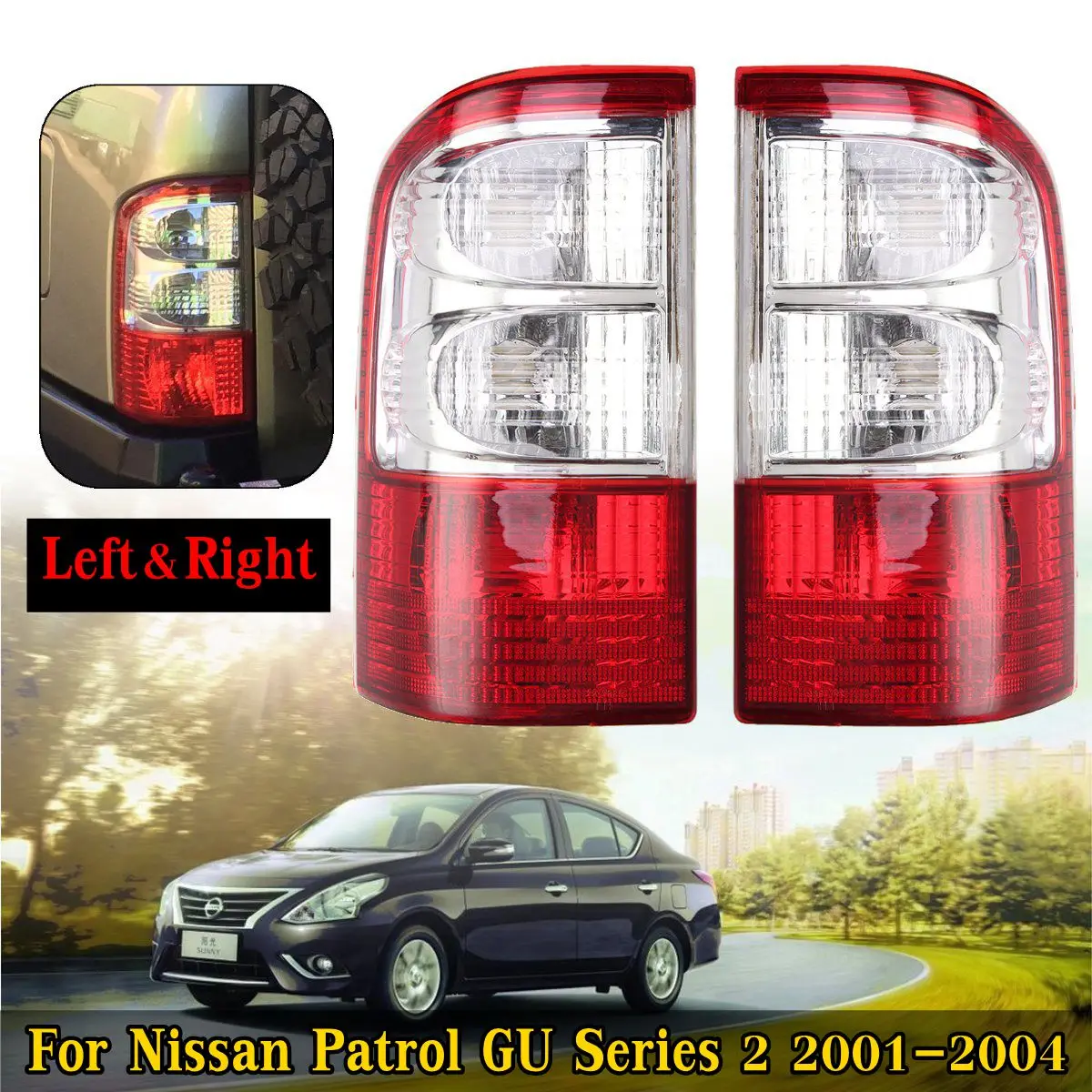

for Nissan Patrol GU Series 2 2001 2002 2003 2004 Car Rear Tail Light Without Bulb Cover Brake Lamp Light Shell Right Left Red