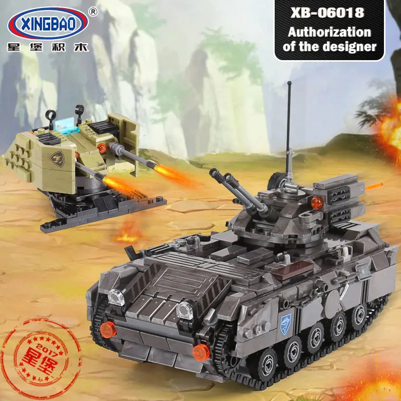

XINGBAO 06018 Genuine 1049PCS Military Series The Armoured Vehicle Set Building Blocks Bricks Educational Toys As Children Gifts
