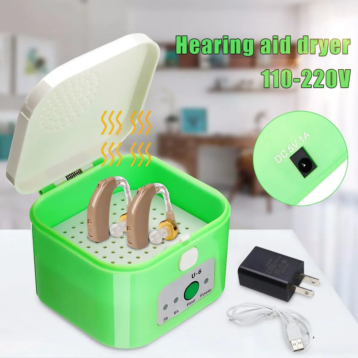 

Digital Hearing Aid Dryer Electric Drying Box Dehumidifier 3-6 Hour Timer Moisture Proof Maintain Hearing Aid Dry Case