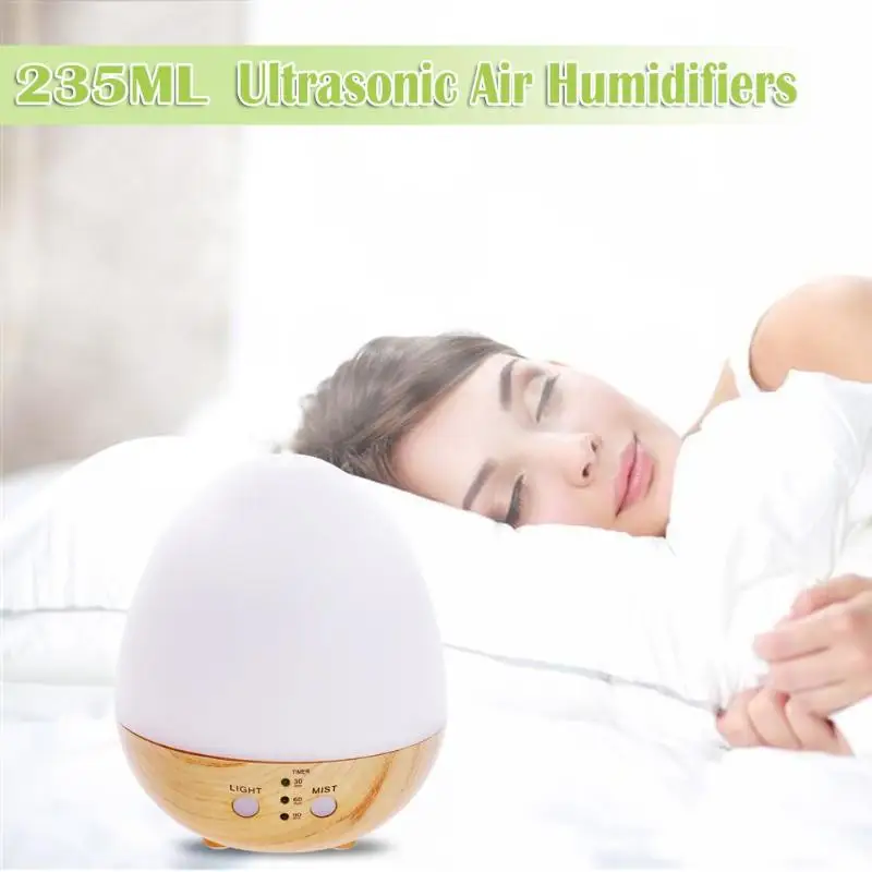 

Portable 235ML Ultrasonic Air Humidifiers USB Charging Wood Grain Egg Design Essential Oil Aroma Diffuser Purifier Atomizer