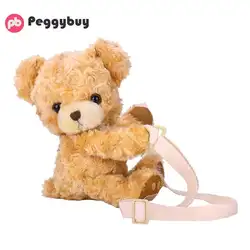 Милый медведь из мультфильма сумки для женщин девочек из искусственного меха сумки на плечо для девочек детский подарок милая игрушка