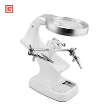 Welding Magnifying Glass Third Helping Hand Auxiliary Clip Loupe Desktop Desk Magnifier Soldering Repair Tool With LED Lights magnifier phone repair platform station universal clamp form magnifying glass desktop holder soldering repair tool