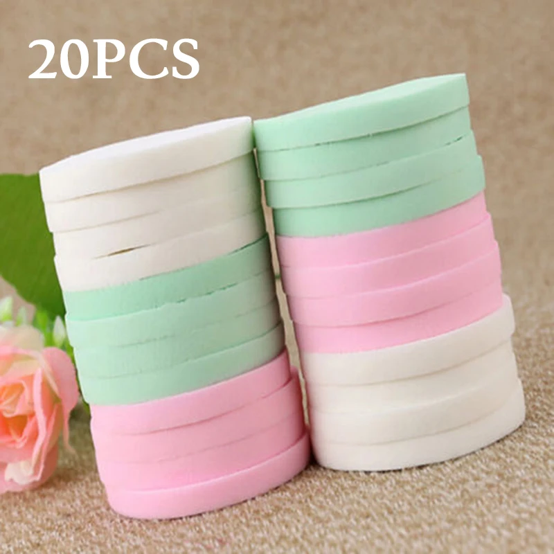 

20pcs Natural Wood Fiber Face Wash Cleansing Sponge Beauty Makeup Tools Accessories Round Yellow Pink Puff Facial Cleanser