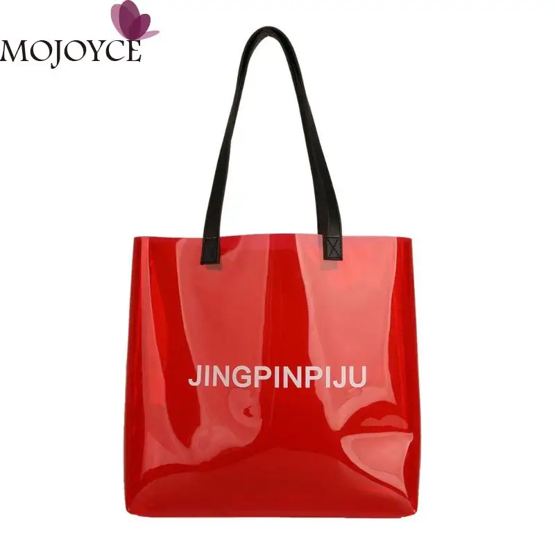 

Simple Transparent Beach Shoulder Handbags Women Large Capacity Candy Color Totes Bolso femenino 2019 Summer Hot Sale Female Bag