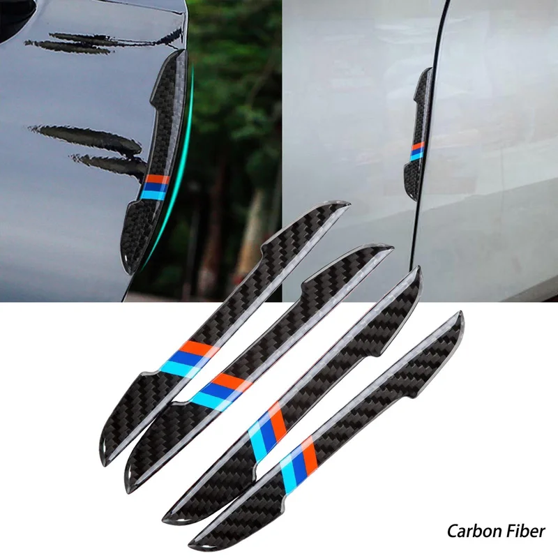 GJ13| 4Pcs Carbon Fiber Style Car Side Door Edge Protection Guards Trim Sticker