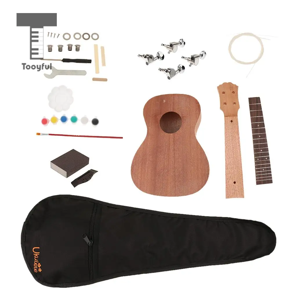

Tooyful DIY 23'' Concert Ukulele Kit Make Your Own Ukulele 4 String Musical Instrument for Beginner Musical Gift