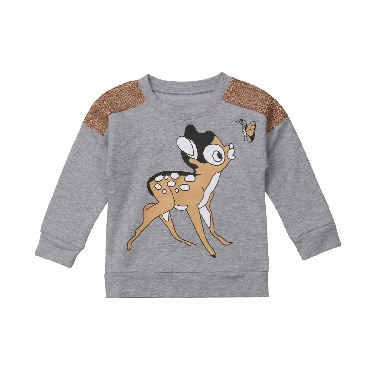 Детский свитер с оленем для маленьких мальчиков и девочек, пуловер, хлопковая серая одежда, размер 2-6 лет