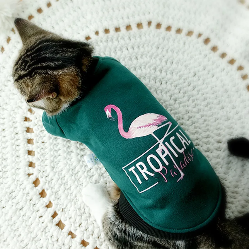 

Hot Designer Dog Clothes T Shirt Clothing For Cat Hoodie Jacket Coat Small Big Pet Chihuahua Puppy With Flamingo