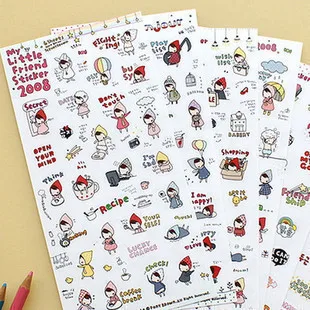 

Korea Stationery Originality Cartoon Lovely Small Red Hat Diary Transparent Pvc Decoration Sticker 6 pcs Income