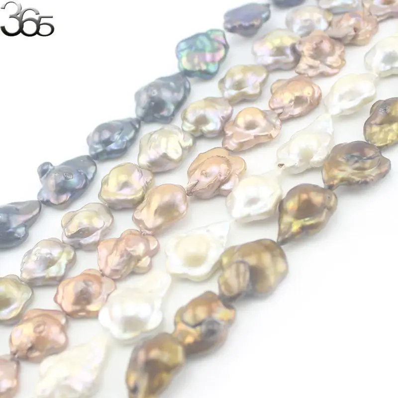 

Free Shipping Natural 16mm Flower Irregular Freeform Keshi Freshwater Pearl Jewelry Beads Strand 15"