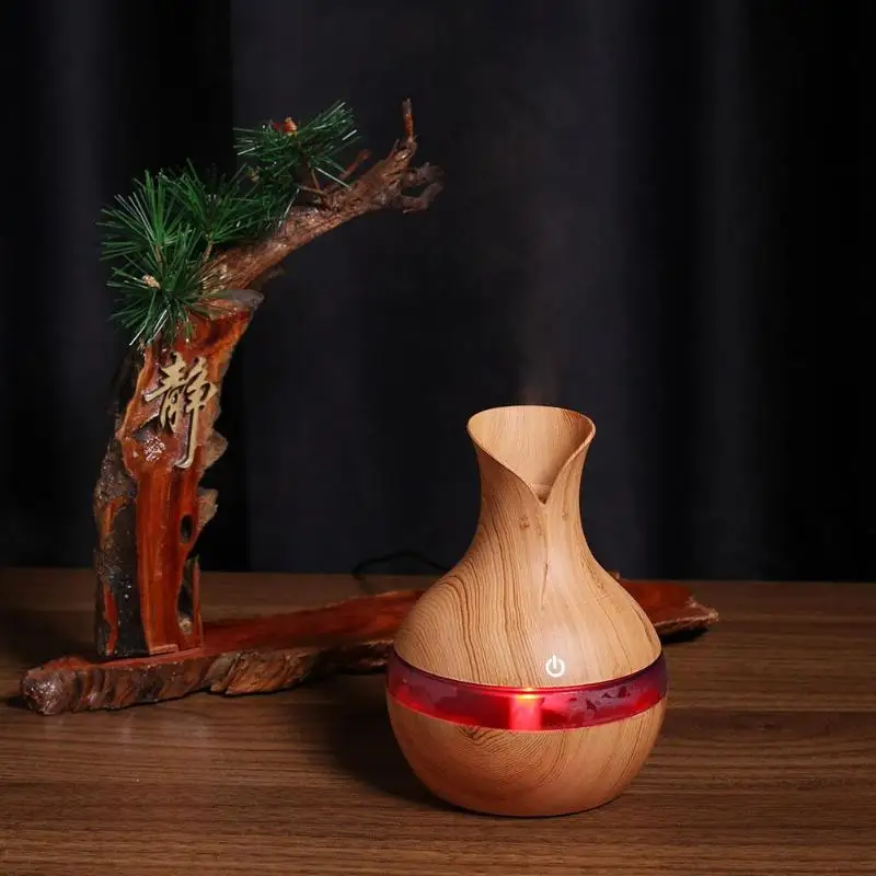 

Alloet 200ML Humidifier Mini Ultrasonic Air Humidifier Aroma Essential Oil Wooden Air Diffuser Aromatherapy with LED Lights