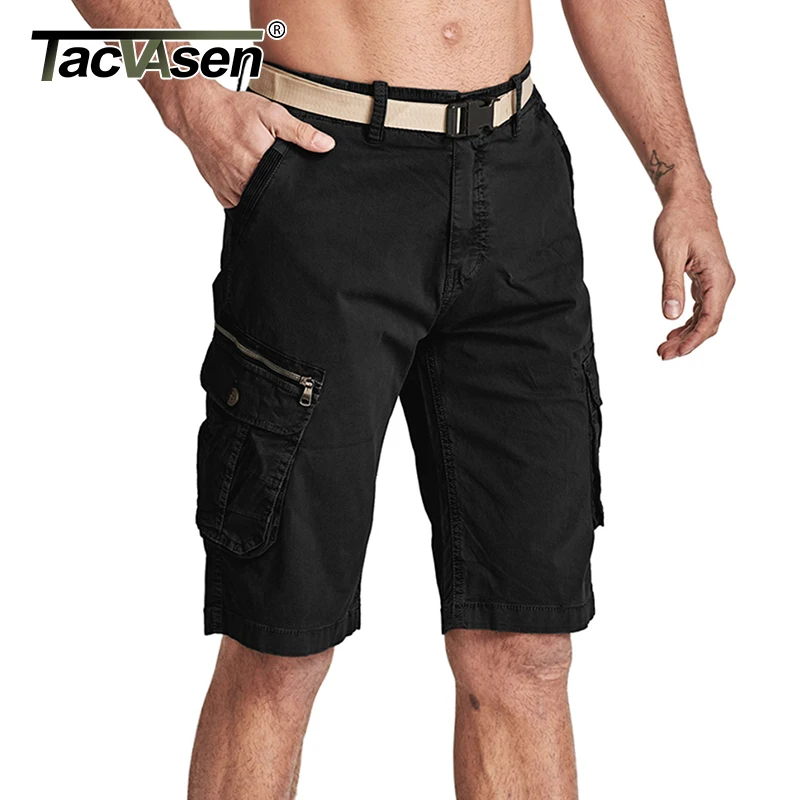 

TACVASEN Men's Cargo Shorts Summer Straight Cotton Short Pants Knee Length Military Army Tactical Shorts Casual Work Shorts Man