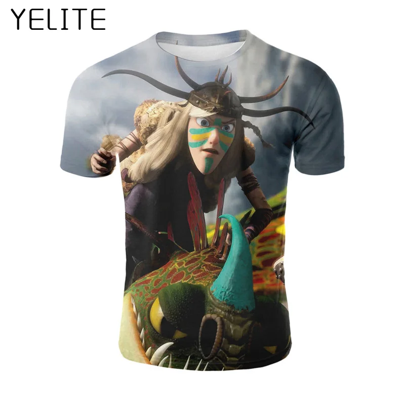 YELITE/2019 футболка с 3D принтом из аниме Как приручить дракона топы футболки коротким