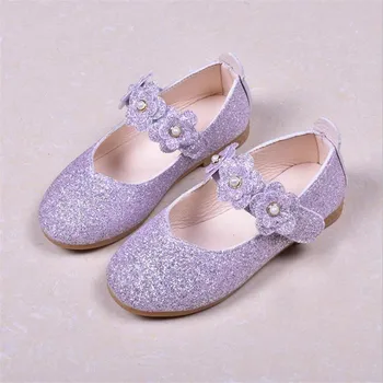 

1-12 years old girl shiny sequined princess shoes children's wedding dress shoes 2019 new girls children's flat shoes