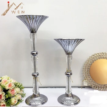 

10PCS/LOT Gold/ Silver Vase Crystal Floor Flower Vases Mariage Road Lead Wedding Centerpieces For Party Home Decoration