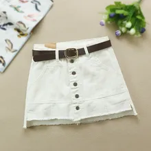 Одна джинсовая юбка на пуговицах Женская Летняя Сексуальная Мини средняя талия белые джинсы юбка женская Jupe Falda Мода