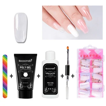 

ibcccndc Poly Gel Varnish Set Nail Polish Polygel Kit Quick Builder Extension Hard Gel Camouflage UV Led Lacquer Brush Nail Ti