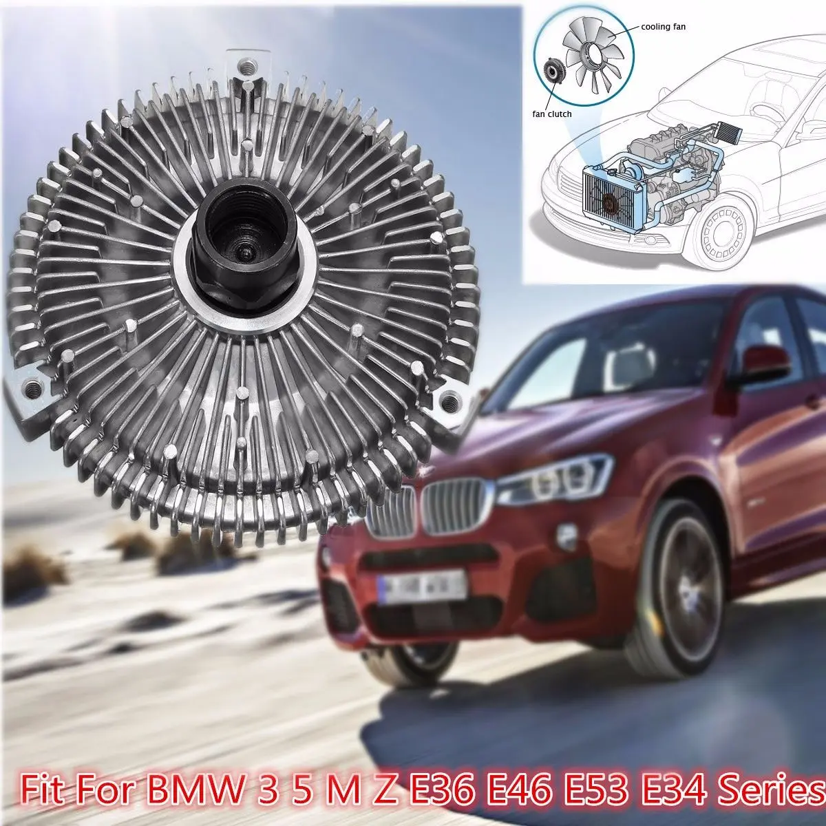 Universale Auto di Qualità di Hight Argento Motore Ventola di Raffreddamento Del Radiatore Frizione per BMW 3 5 m Z E36 E46 E53 E34 serie 1991-2006