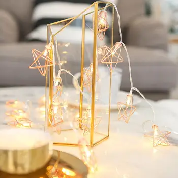 

LED Romantic Rose Gold Star String Light for Decoration Warm White Light