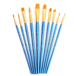 10 Pcs игрушки для рисования нейлон волосы набор кистей для рисования для Гуашь/акрил/масло обучение и образование-Shimmer Blue