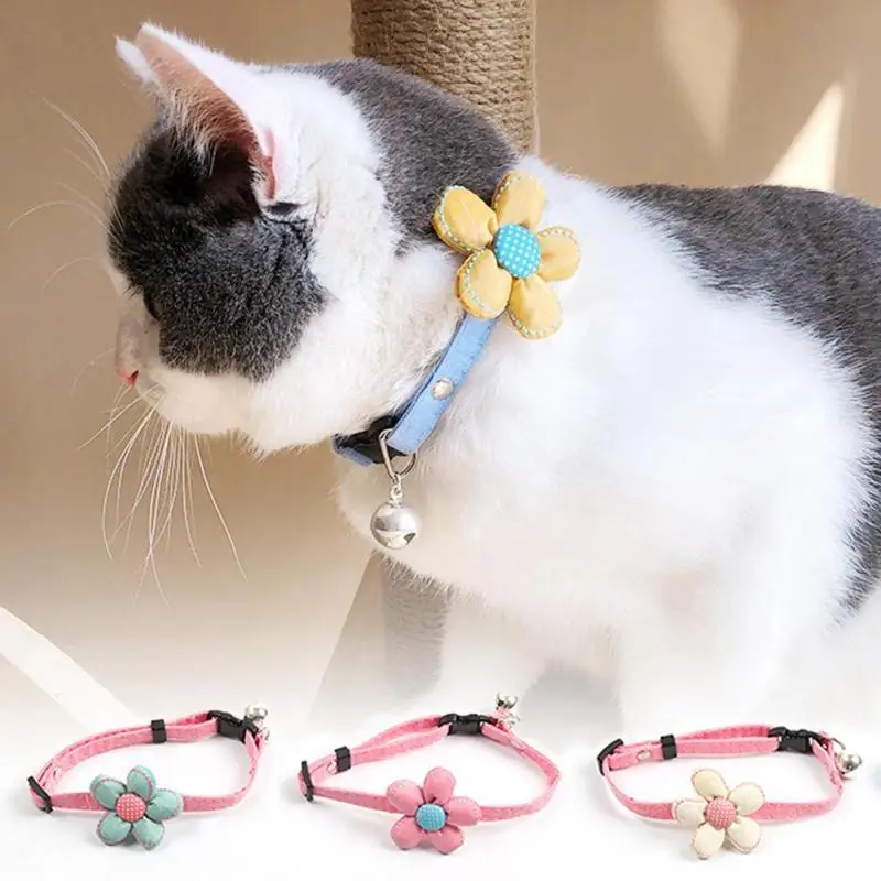 Adjustable Cat Collar With Bell Safety Elastic Pet Dog Cat Collar Puppy