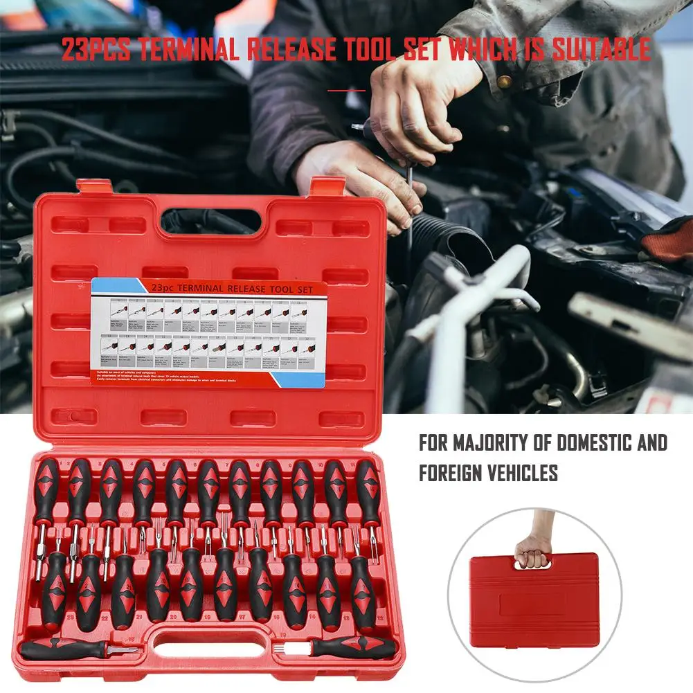 

23 PCS Universal Terminal Release Tools Set Harness Connector Remover Tool Package Hand Tool Kit With Plastic Toolbox Storage
