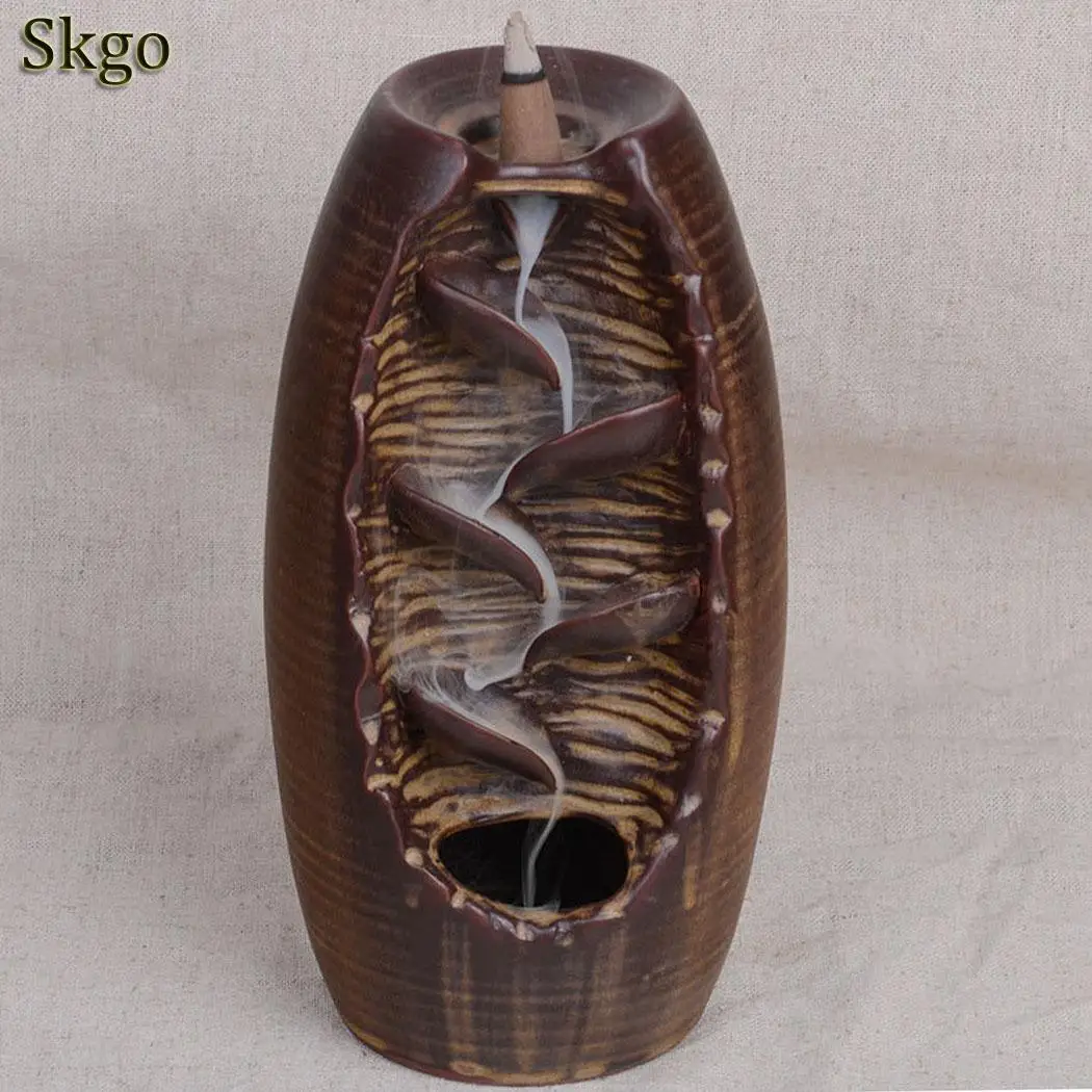 

Durable Practical Geometric Home Waterfall Backflow Incense Burner As Picture Censer