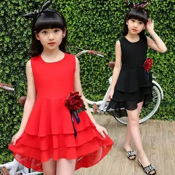 

Summer Cute Baby Kid girls flower sleeveless princess dress children girls clothes party Irregular dress for 6 8 10 12 years