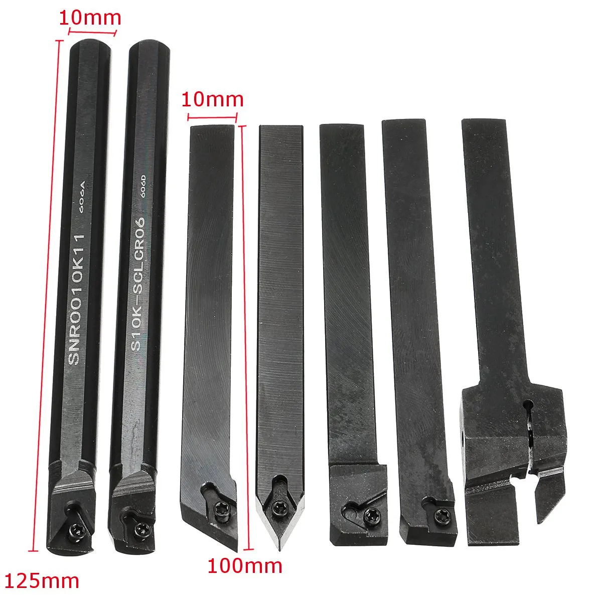 

7PCS 10mm Shank Lathe Turning Tool Holder Boring Bar With Carbide Inserts Machine Tools Accessories Turning Tools Kit Set