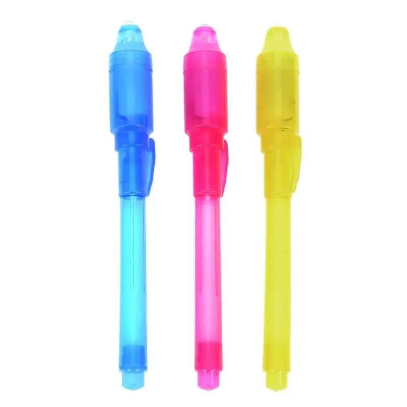 

3pcs Magic 2 In 1 UV Light Stationery Pen Highlighter Invisible Ink Pencil Banknote Checking Magics Lamp Pens Children Fun Toys