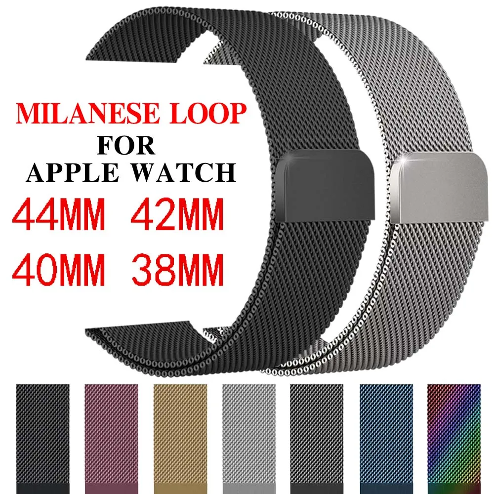 

Milanese Loop 40mm 44mm band for Apple Watch strap 38mm 42mm 4 3 2 Steel Strap Belt Metal Wristwatch Replacement bracelet