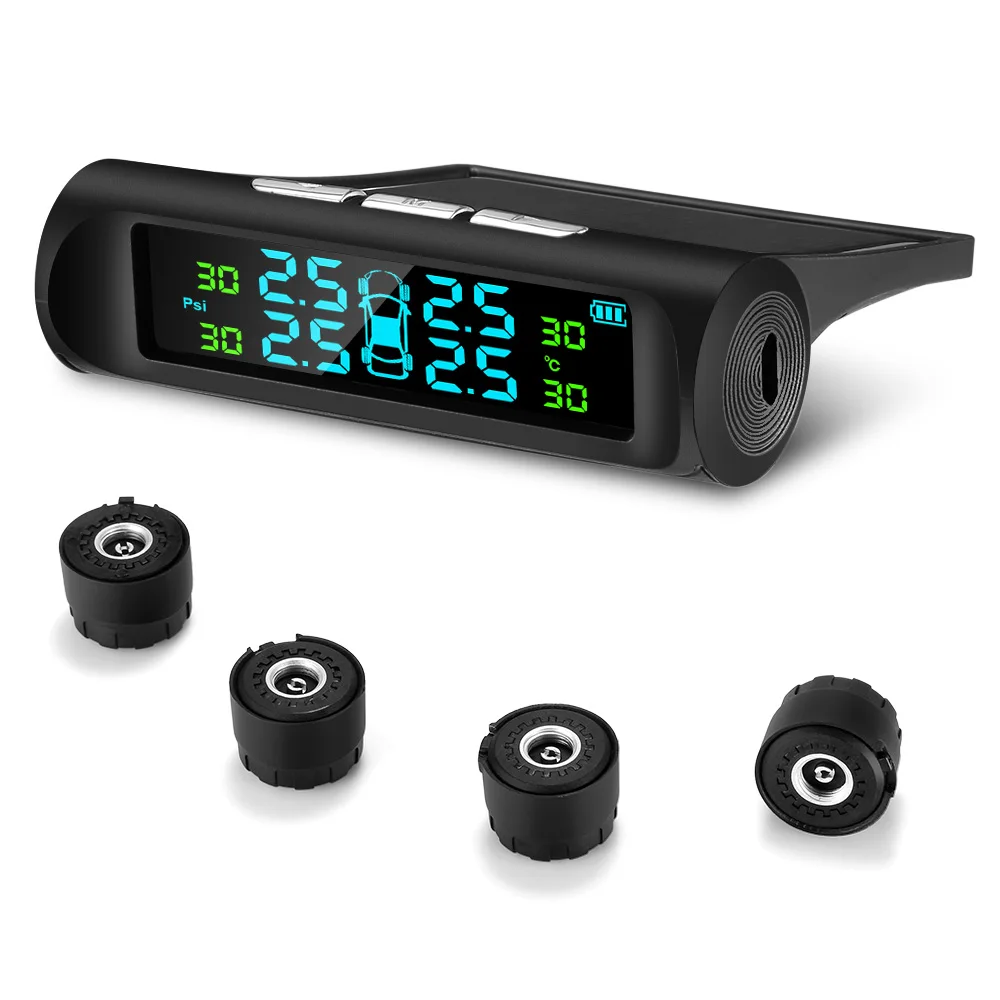 

C240 TPMS Solar Power Car Tyre Pressure Monitoring System With 4 External Sensor