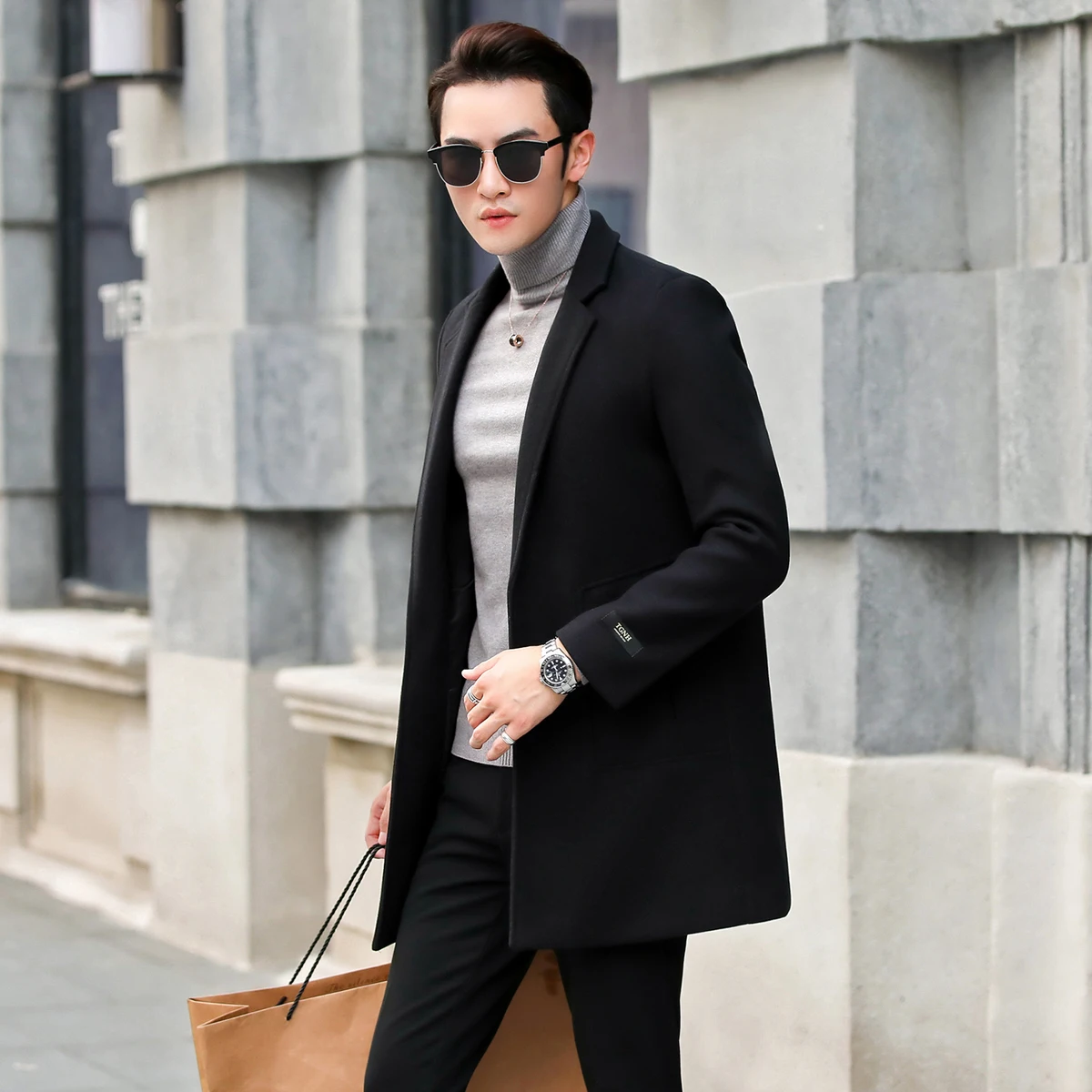 

2018 Winter New Men's Woolen Coat Fashion Casual Self-cultivation Business Gentleman Personality Wild Coat Windbreaker Popular