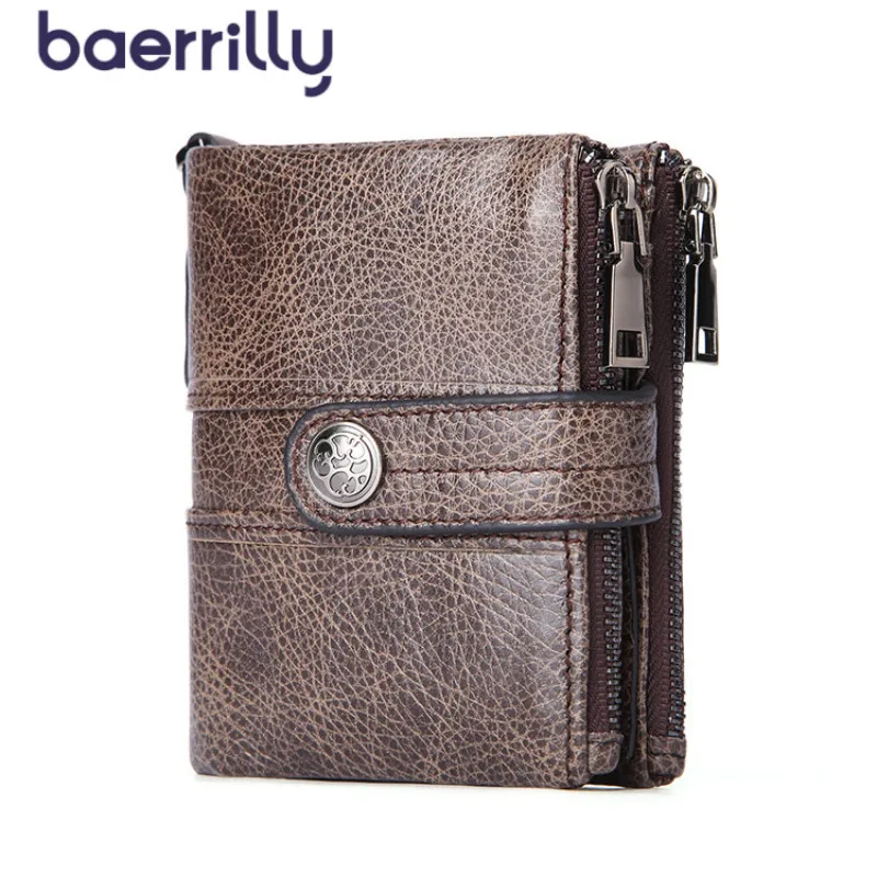 

Man Wallet With Coin Pocket Zipper Genuine Leather Short Purse Small Rfid Wallet Men Wallets Credit Card Holders Money Pocket