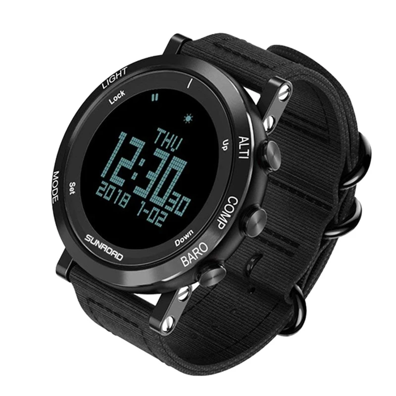 

Sunroad Men'S Smart Digital Barometer Altimeter Compass Waterproof Watch With Led Screen Large Face Altimeter Watches And Wate