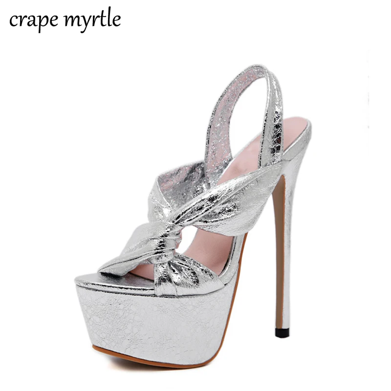

Extreme High Heels Sandals Ladies Shoes Sexy silver Party Platform High Heels Sandals Shoes women heels jelly sandals YMA788