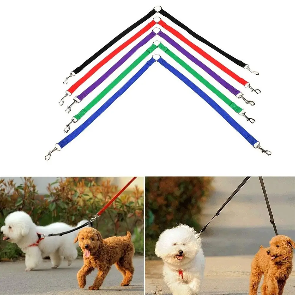 Colorful Nylon Couple Double Pet Dog Collar Lead Leash Dog Training