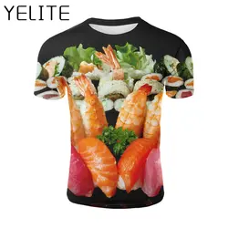YELITE Футболка с принтом суши футболка темпура японский стиль принт еда дизайн футболка Повседневная креативная Мужская футболка с
