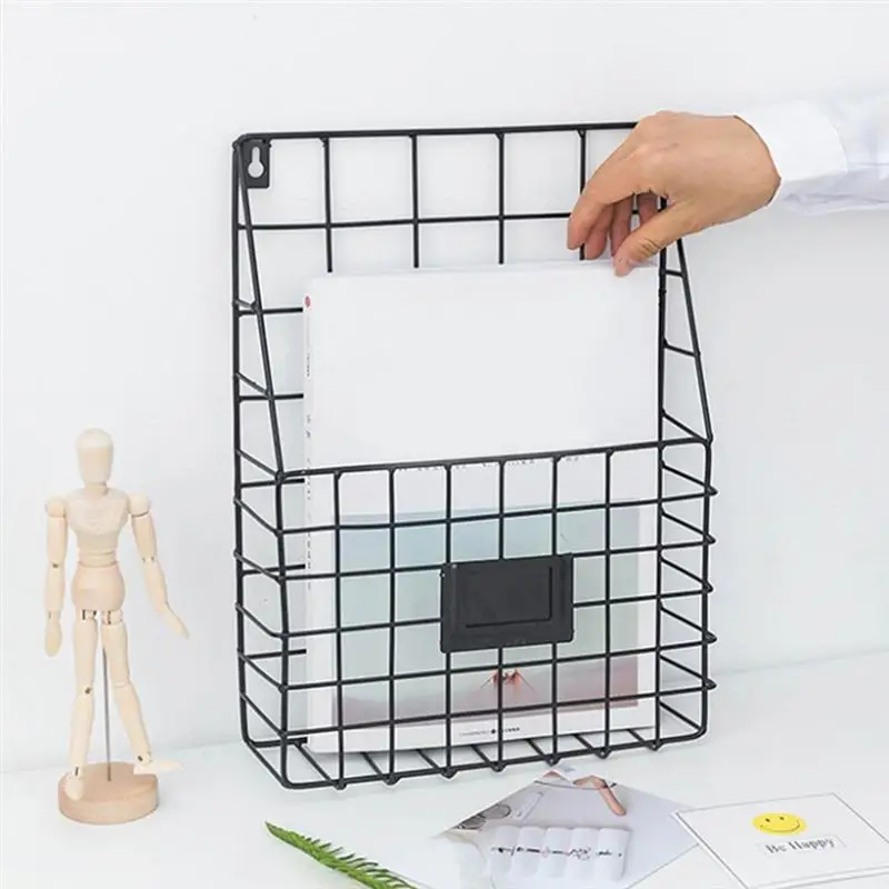 

Document Storage Rack Wrought Iron Simple Nordic Style Book Organizer Letter Holder Files Rack for Office Home Desktop